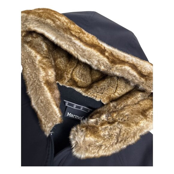 MARMOT Faux Fur Shell Waterproof Ski Casual Windbreaker Jacket Womens Large - Picture 6 of 7